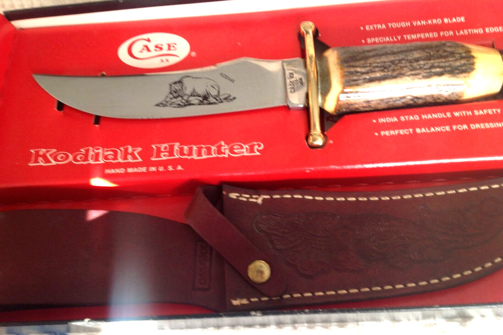 New 1965-1973 Case Kodiak Hunter Knife OEM Box & Unused Sheath & Proper Care Boo