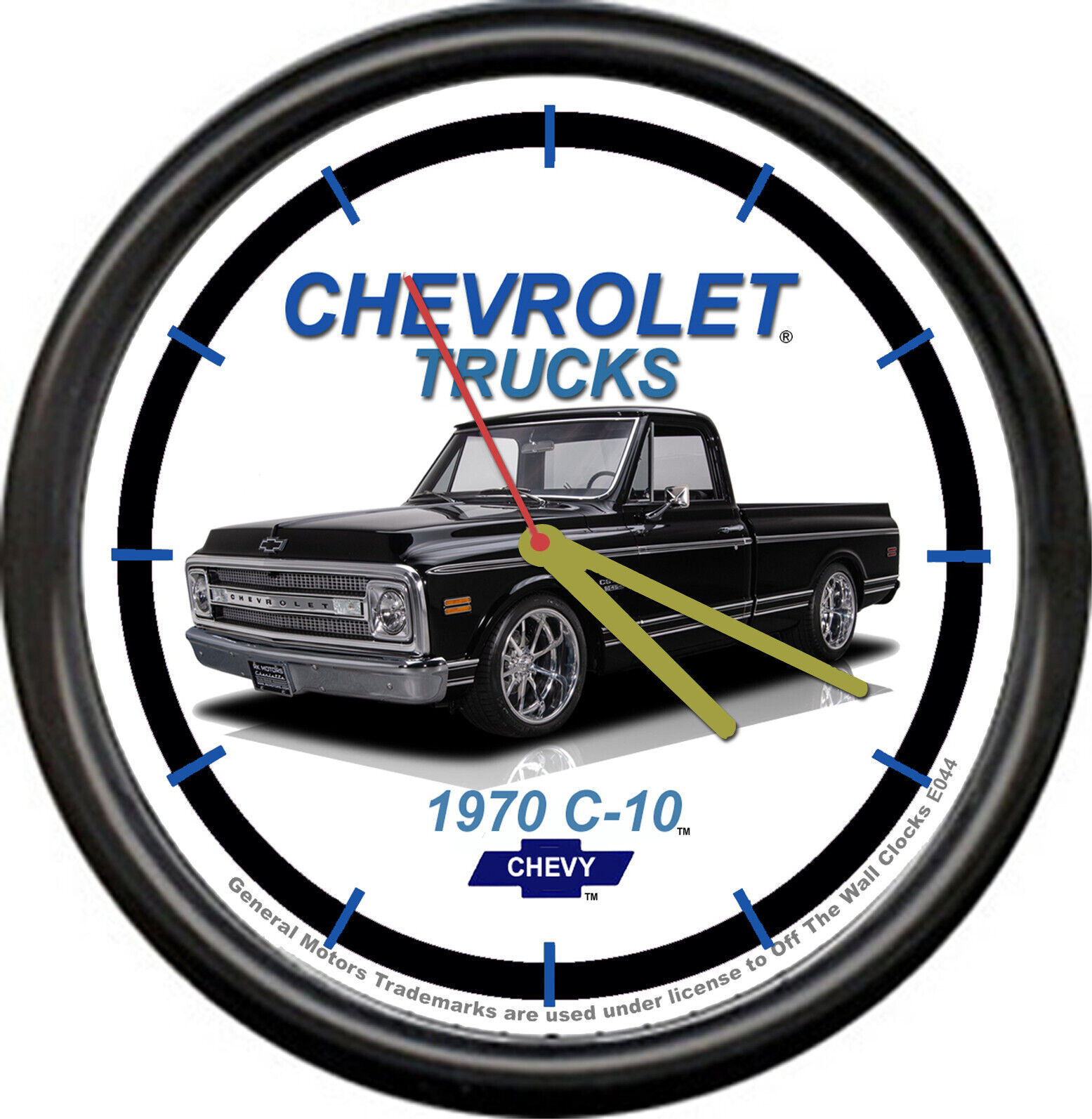 Licensed 1970 C-10 Black Chevrolet Pickup Truck General Motors Sign Wall Clock