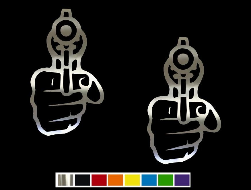 (2) Hand Gun Shooting Range Vinyl Decal Set CUSTOM SIZE COLOR for CARS,TRUCKS