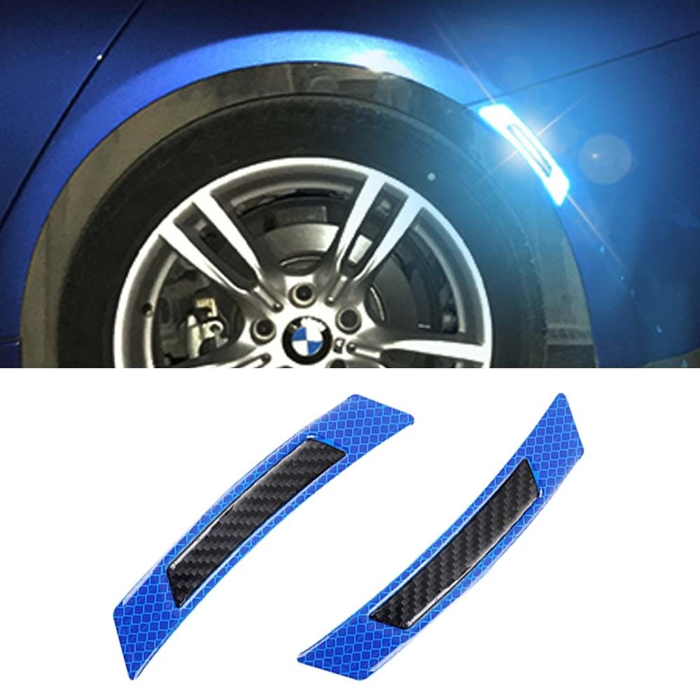 With Reflective Carbon Fiber Wheel Eyebrow Edge Protection Decor Stickers Blue