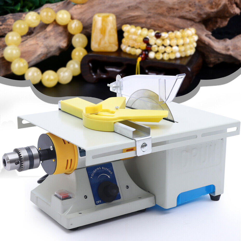 Mini Table Saw DIY Jewelry Lapidary Equipment 110V Benchtop Buffer Rock Grinder