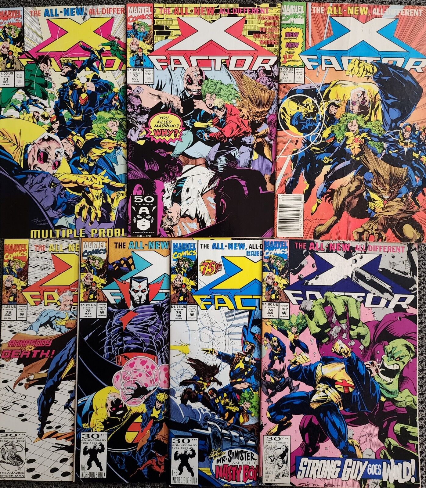 X-Factor 71-75 78 79 Marvel KEY Comic Book Lot 1991 Morbius X-Men Beast David