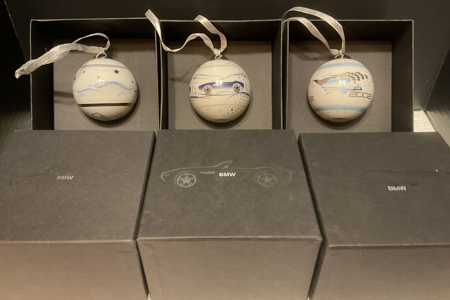 Rosenthal BMW Limited Edition Christmas Ornaments 3 pc Set - 2000/2001/2002