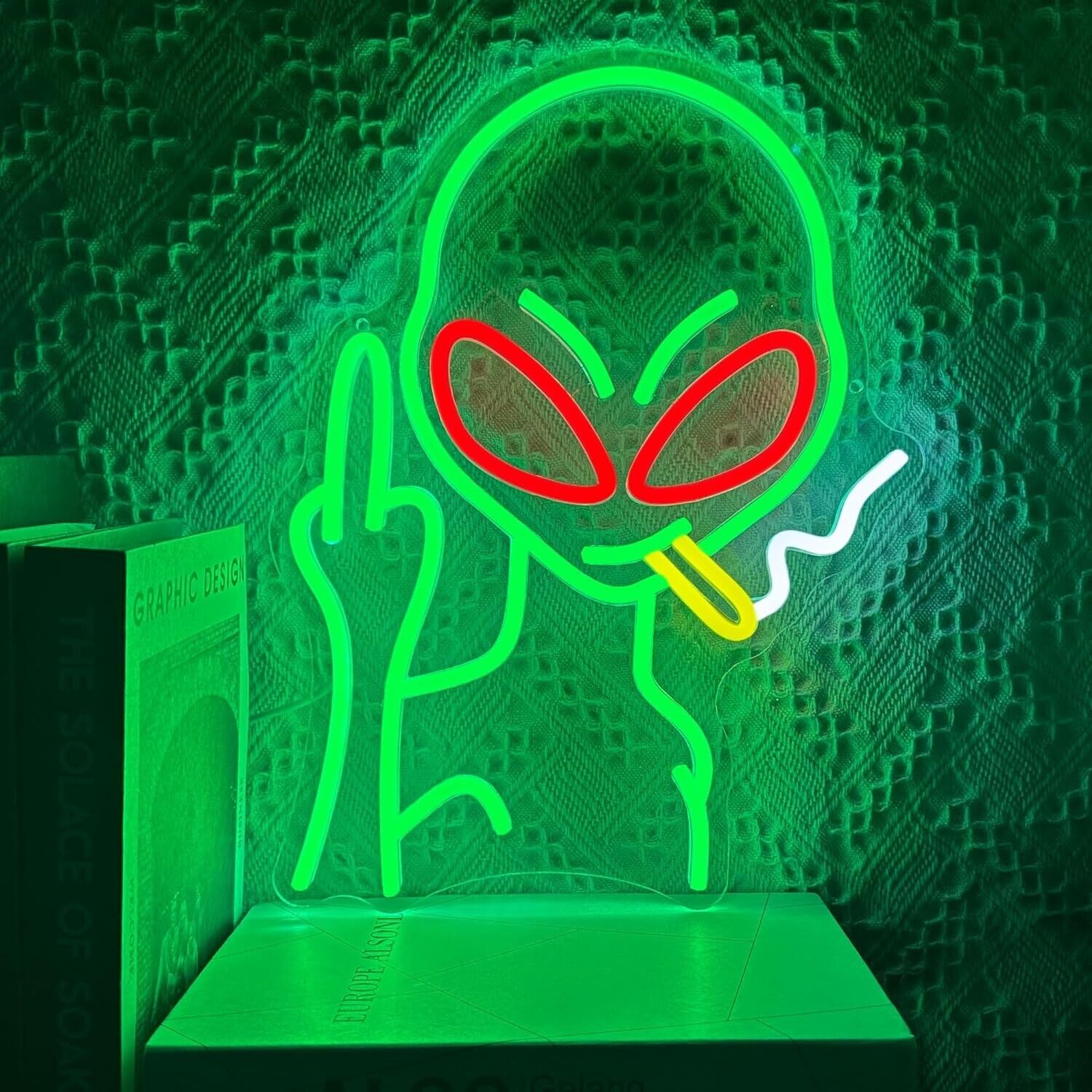 Alien Neon Sign LED Light Red Yellow Green Decor Bedroom Party Wall