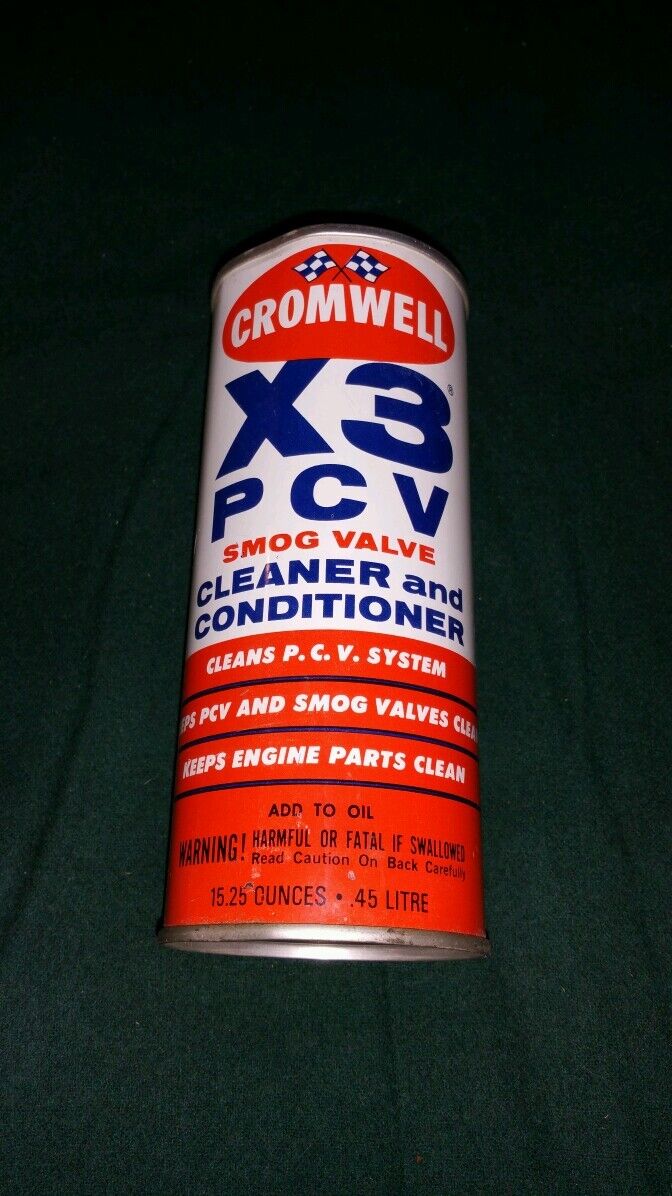 Vintage CROMWELL X3 PCV Smog Valve Motor Oil Can - Bright Colors Los Angeles CA