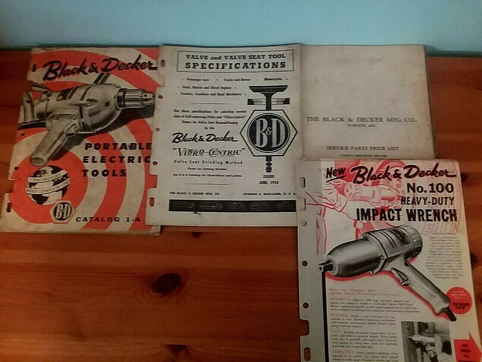 Vintage 1950's Lot Black & Decker Tool Catalogs, Vibro-Centric Manual, Parts