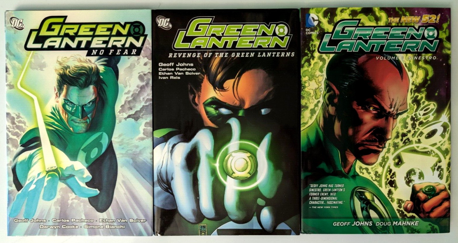 GREEN LANTERN Hardcover LOT OF 3 No Fear,Revenge,Sinestro 2006,2012 New 52 Johns