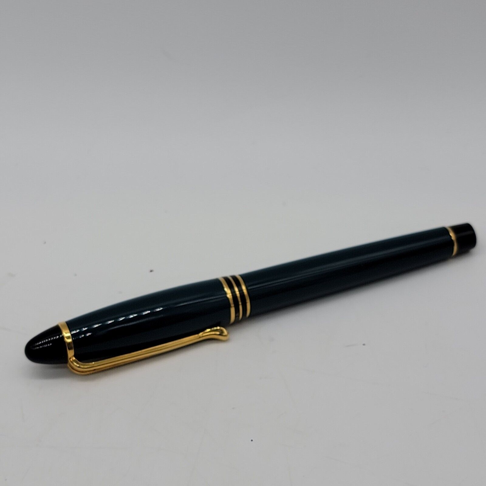 Aurora Blue Black Gold Trim Easy Grip With Cap Beautifully Design Ballpoint Pen