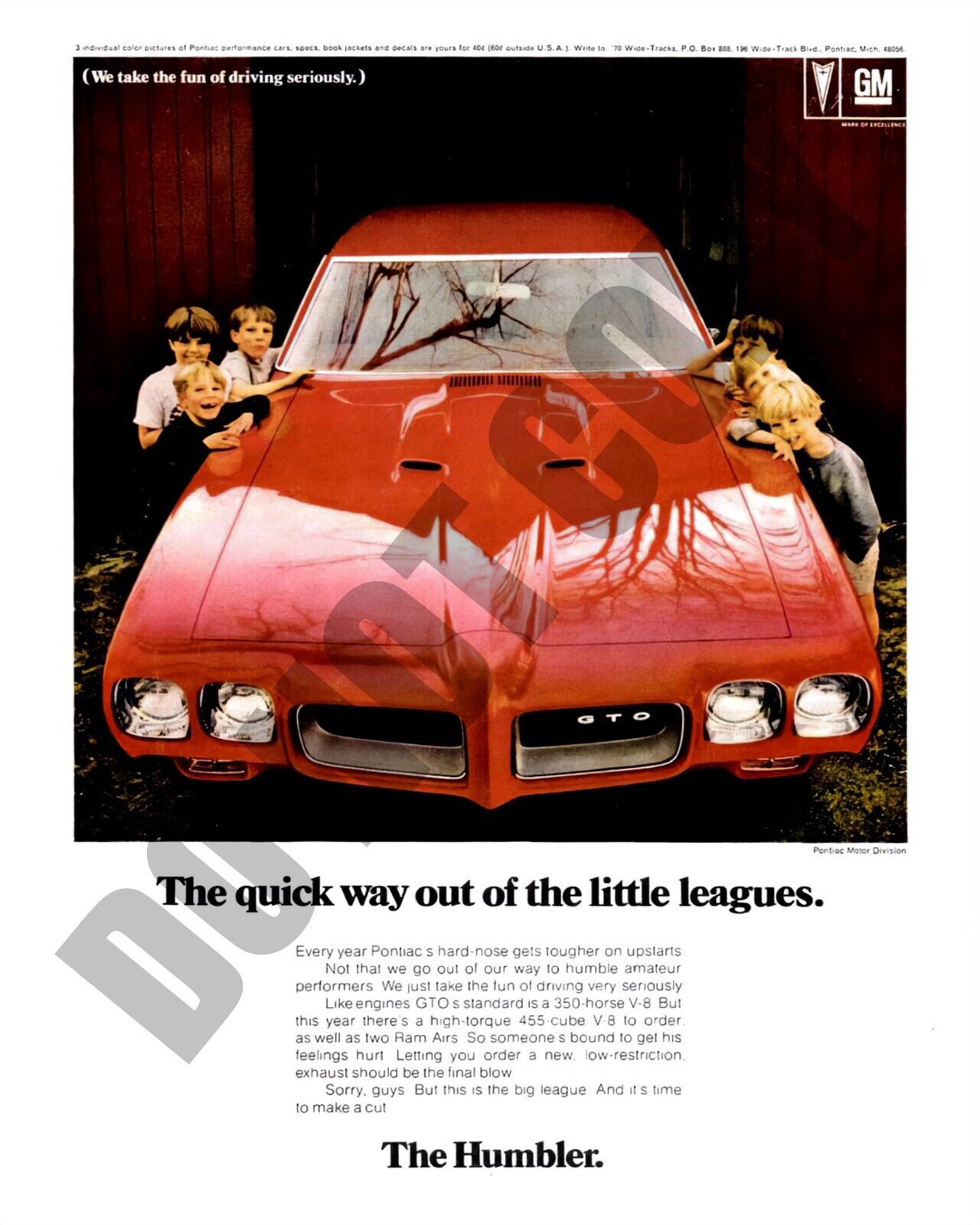 1970 Pontiac GTO The Humbler Magazine Promo Car Auto Ad 8x10 Photo