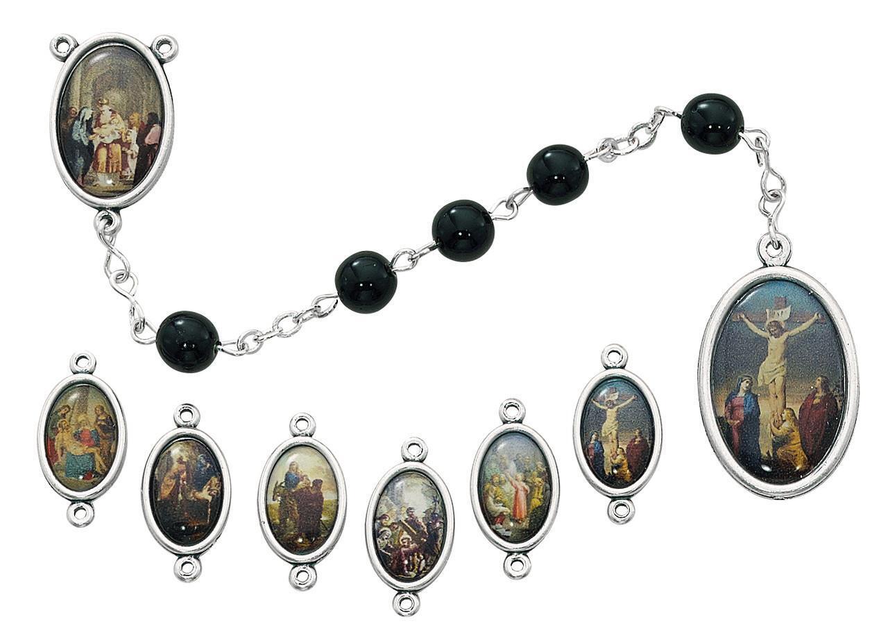 7mm Black 7 Sorrows Chaplet Comes in a Plastic Gift Box