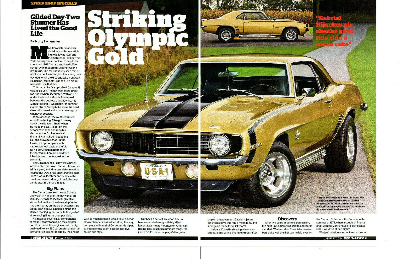 1969 CHEVROLET CAMARO SS 396/375 HP ~ NICE 4-PAGE ARTICLE / AD