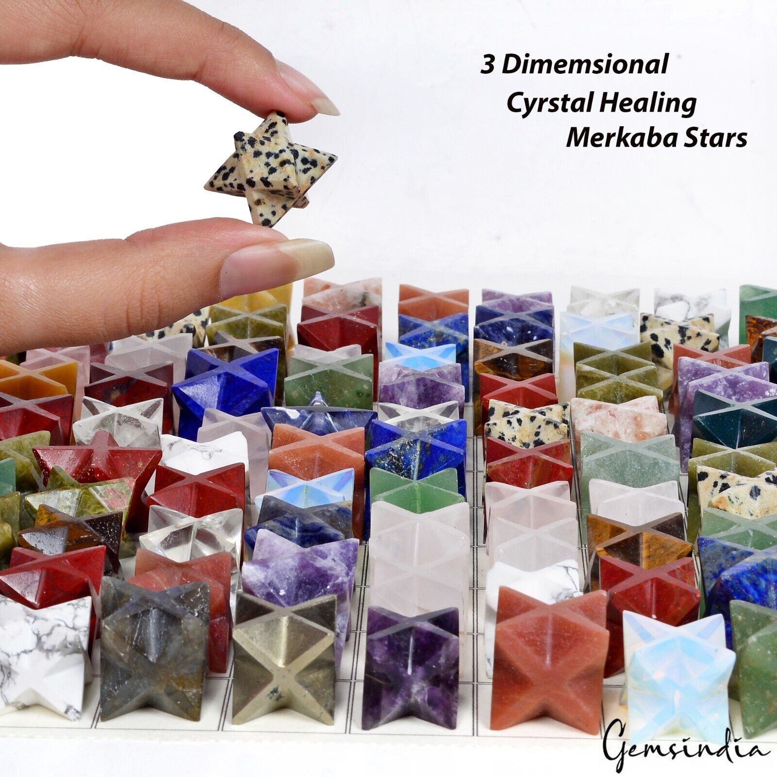 100 Pc~ Unique 3D Star Multi Gemstone Crystal Healing Wholesale Merkaba Star Lot