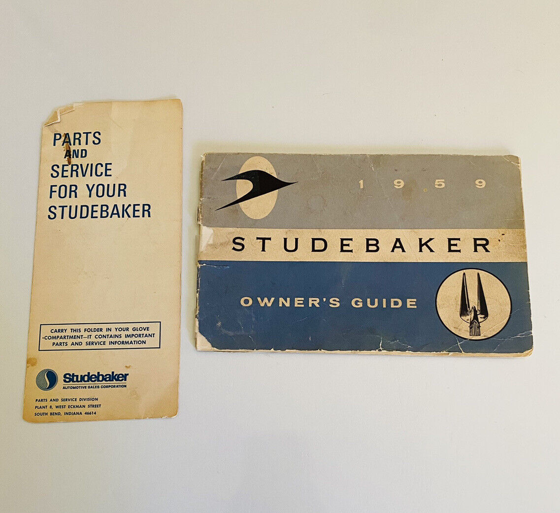 Vintage 1959 Studebaker Owner\'s Guide Booklet Service Manual w/1966 Parts Folder