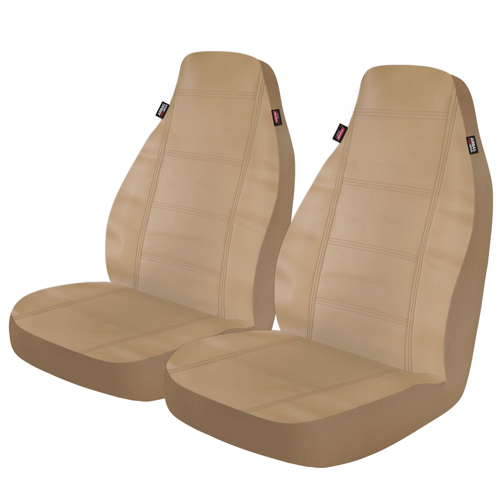 2 Piece Prestige Front Car Seat Covers Vegan Leather Beige, 806514