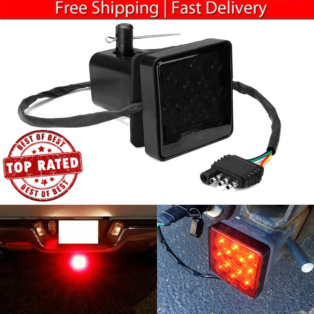 [TOP] Smoked Lens 15LED Brake Light Trailer Hitch Cover Fit Towing & Hauling Red