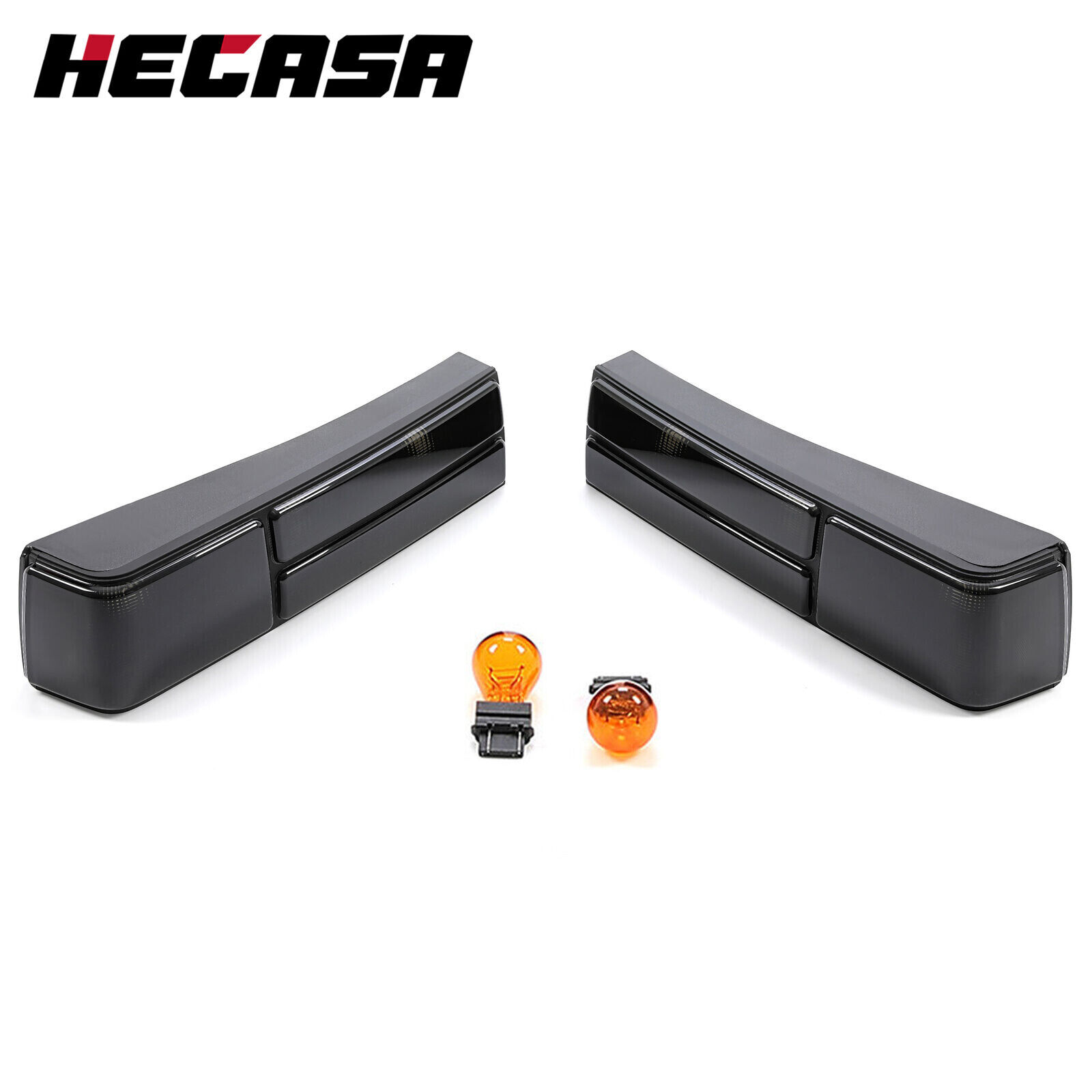 HECASA For Ford Mustang 1987-1993 Rear Tail Lights Brake Lamps w/Bulbs Smoked