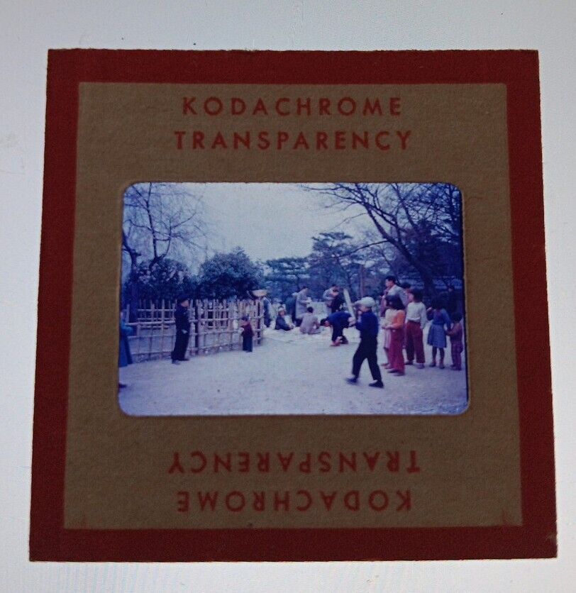 Japan  Street Scene Arabashi Kyoto 1953 Slide 35mm Red Border Kodachrome 