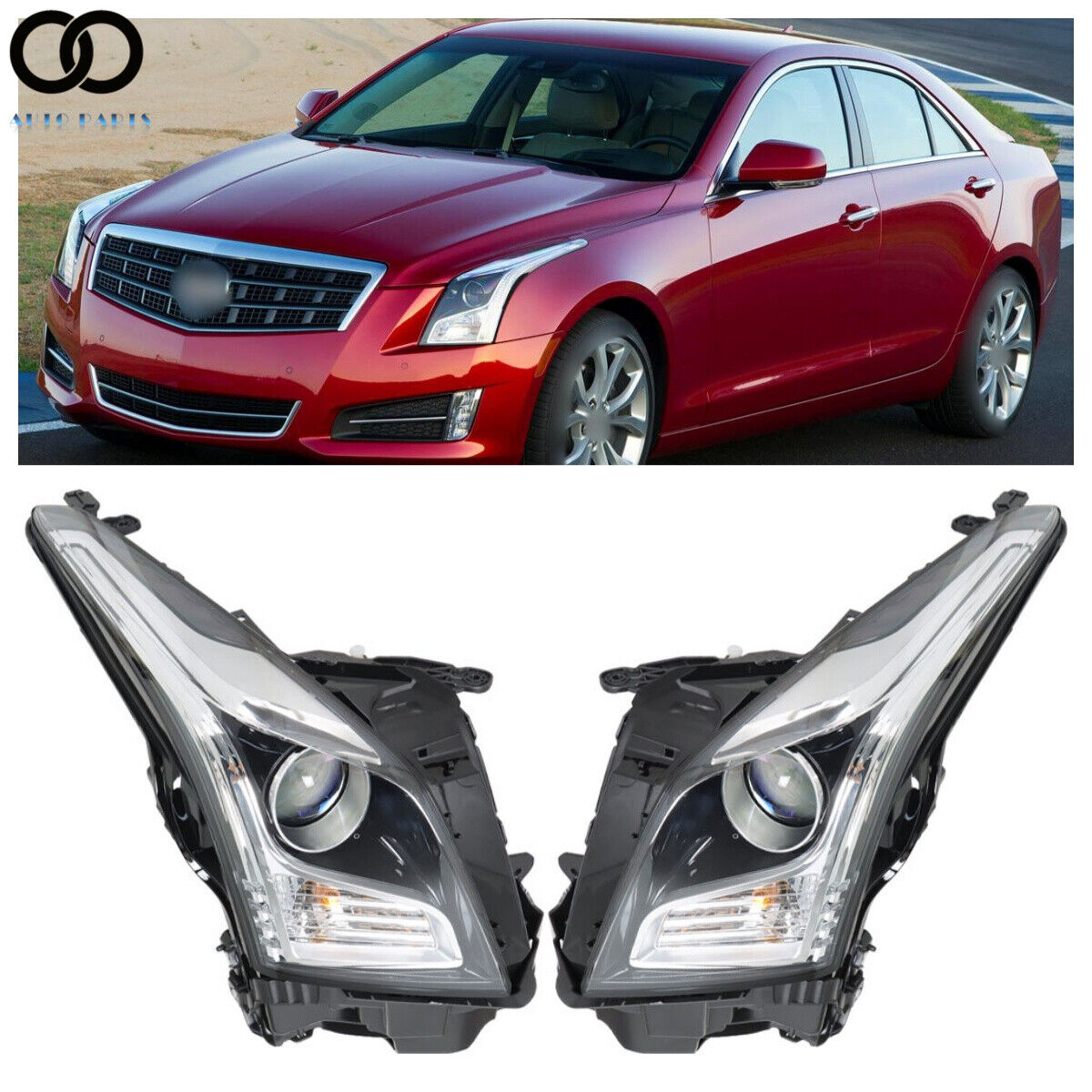 Headlights Headlamps For Cadillac ATS 2013-2018 Right Passenger&Left Driver Side