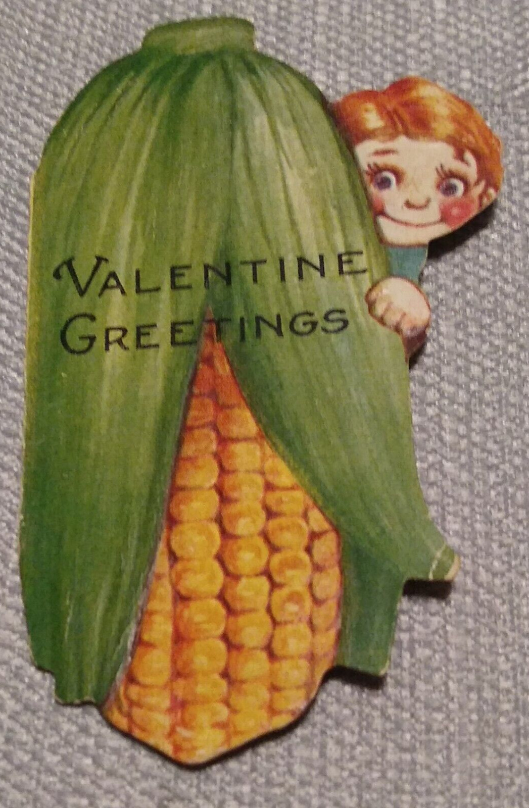 Vintage Valentine Card Boy Corn on the Cob 2\