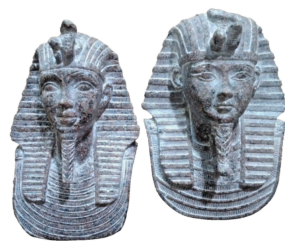 2x EGYPTIAN Statue King Tutankhamun Head+ wall mounted Mask of hard Granit stone