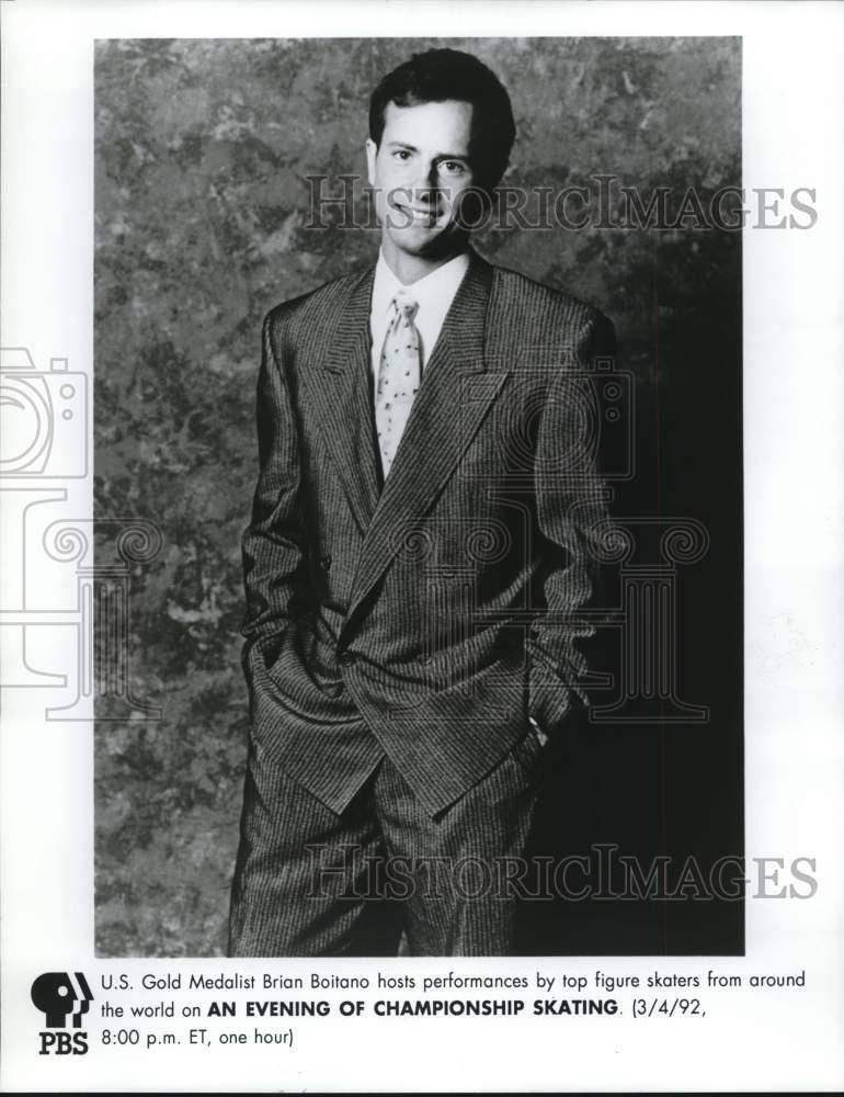 1992 Press Photo U.S. Gold Medalist Brian Boitano hosts PBS skating special.