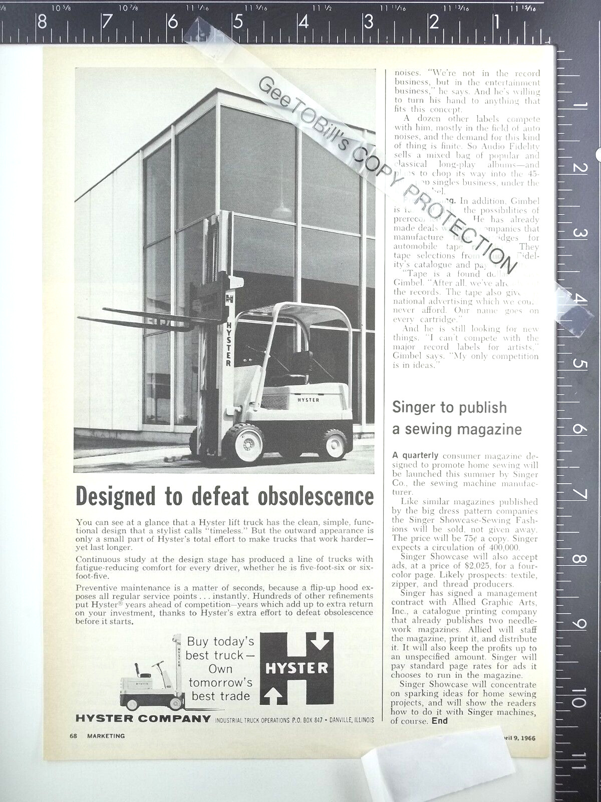 1966 ADVERTISEMENT ADVERTISING for Hyster fork lift truck 1967 1965 1968