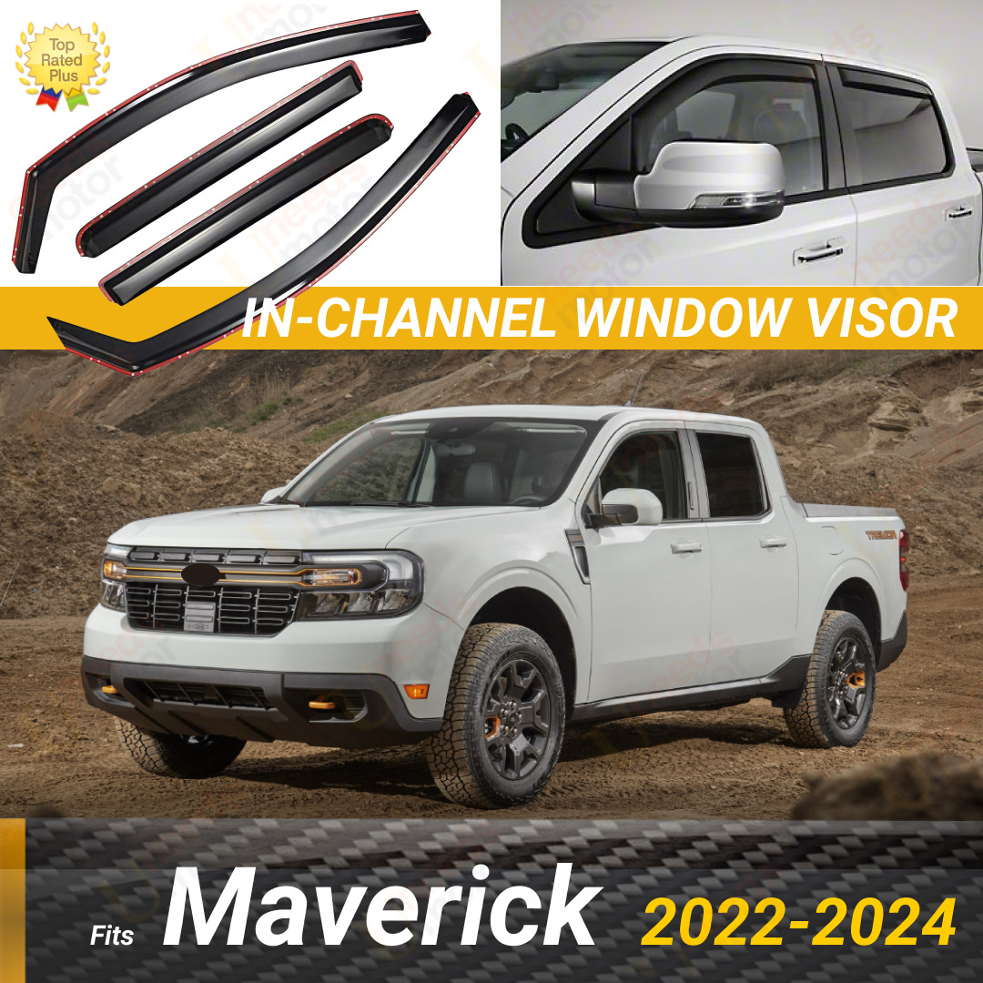 Fits Ford Maverick 2022-2024 In-Channel Rain Guards Window Visor Shade Deflector