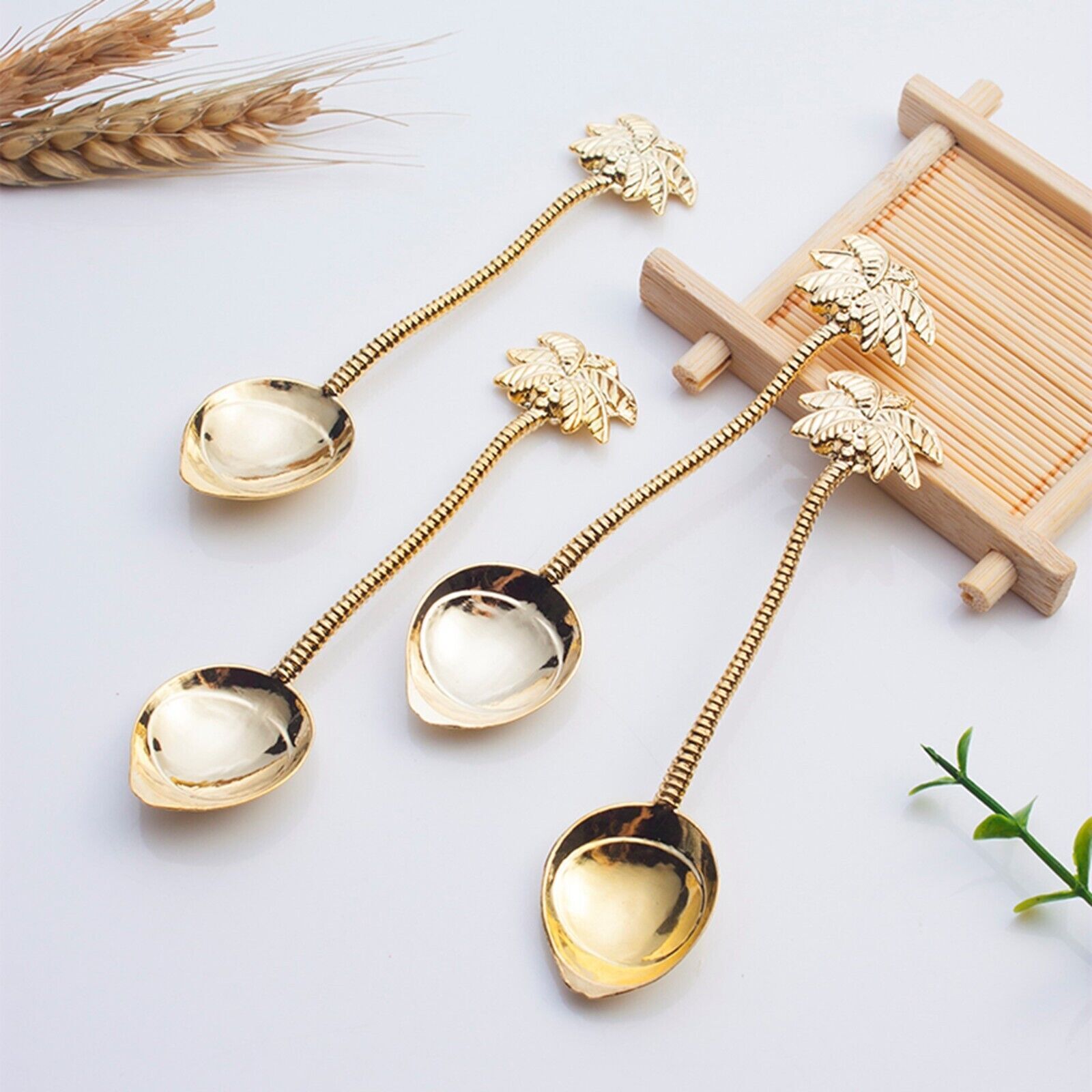 Teaspoon Set of 6 pcs Golden Stainless Steel High Quality Palm Design Gift Box