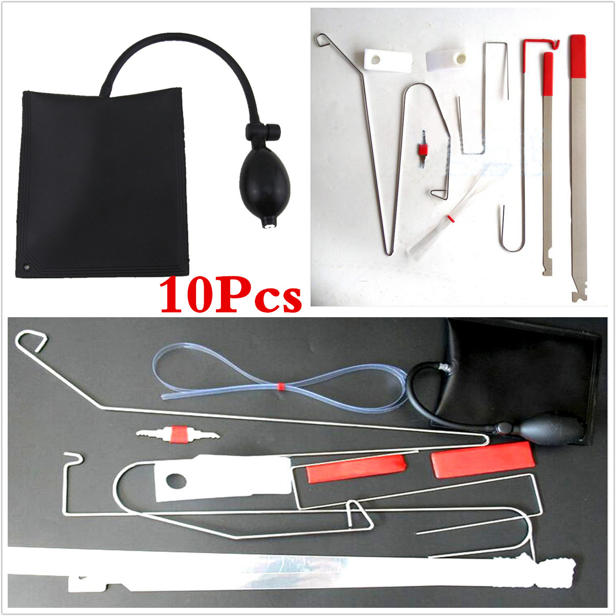 10pcs Car Door Key Lost Lock Out Emergency Opener Air Wedge Pump Thin Tool Kit 