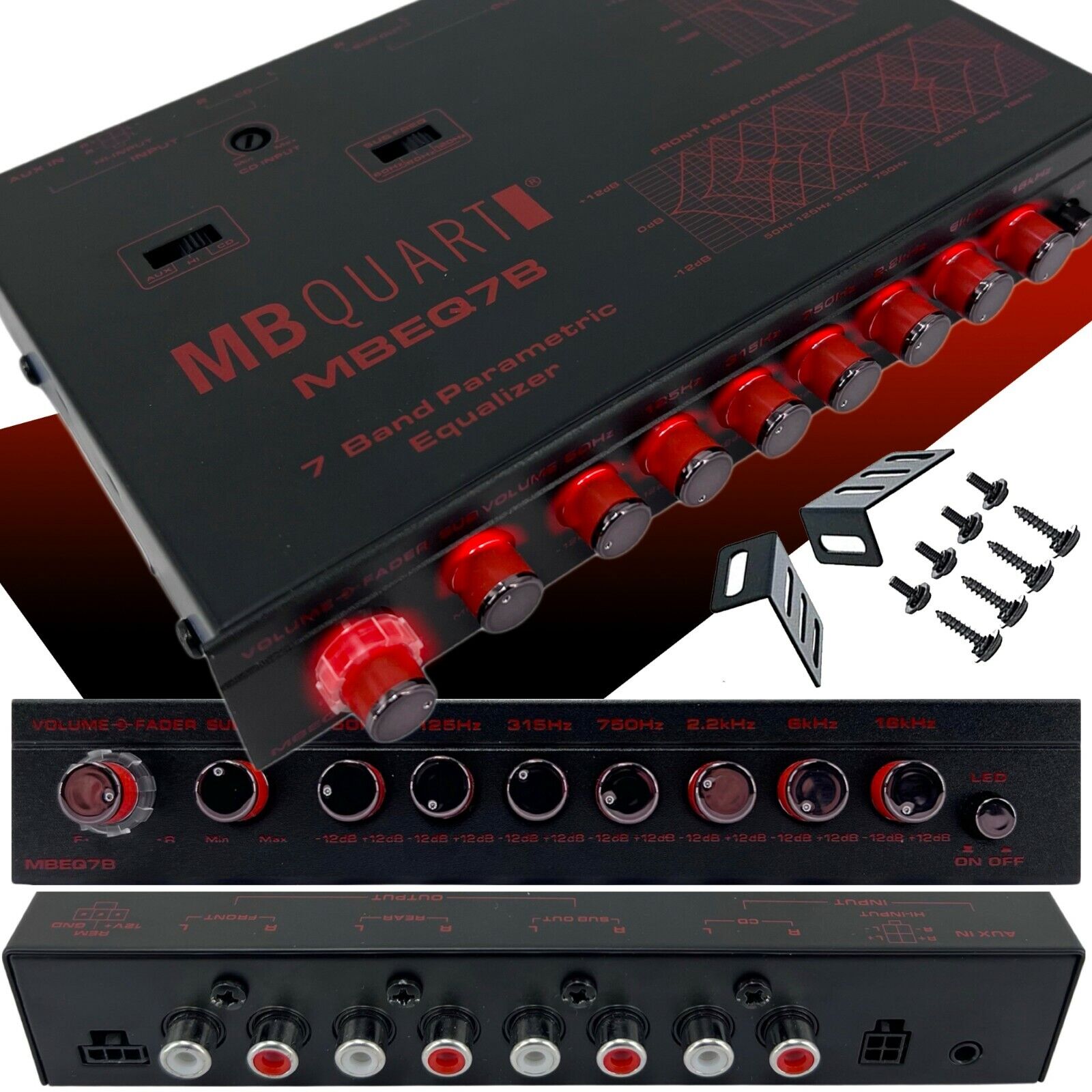 MB Quart Car Audio Equalizer 7-Band / 9-Volt Line-Driver Multiple-Source Signal