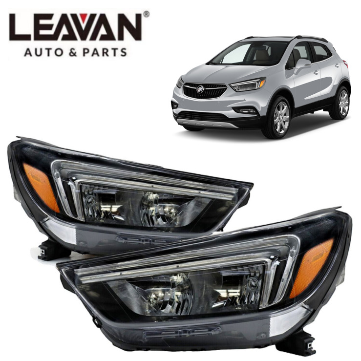 For 2017-2022 Buick Encore Headlight Assembly Halogen w/ BULB (LED DRL) Pair