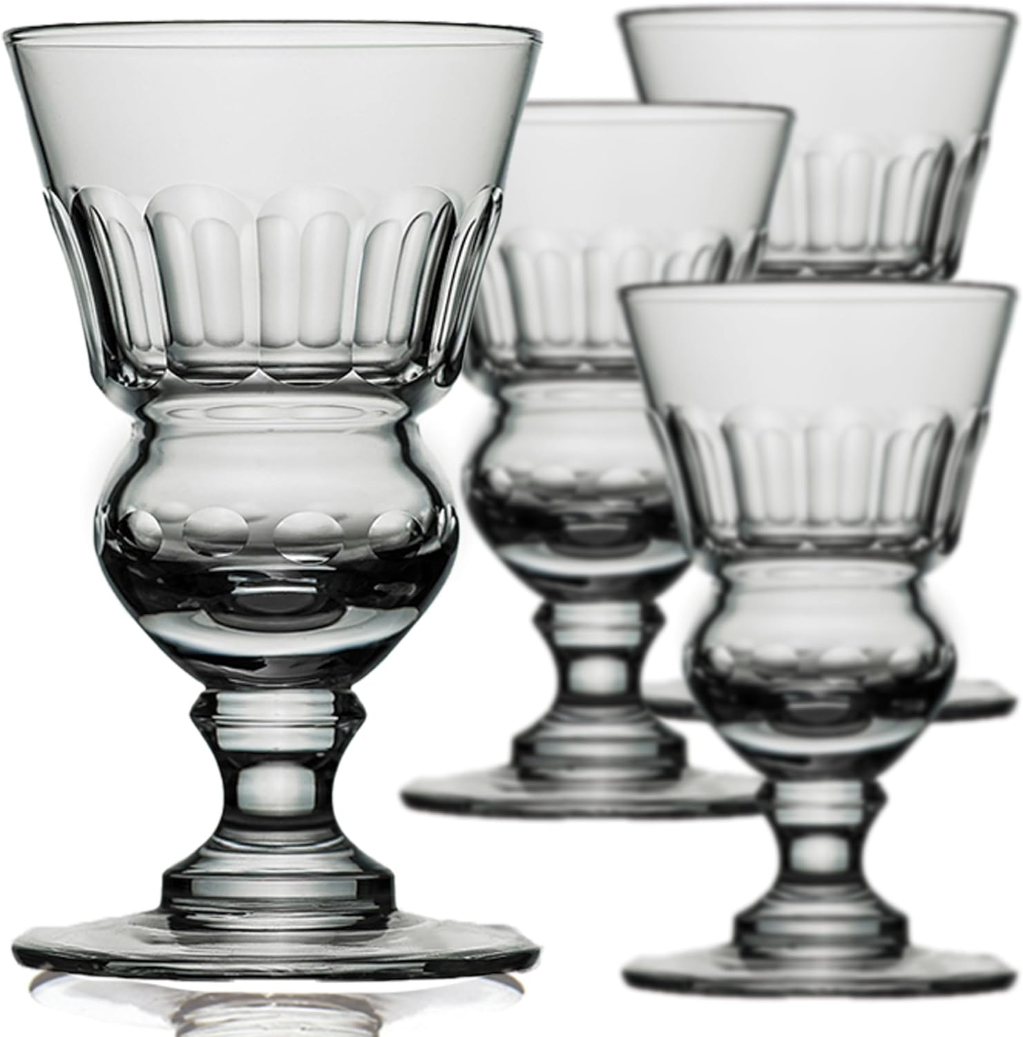 Original Absinthe Glass: Set of 4 Glasses - Vintage Reservoir Pontarlier Style