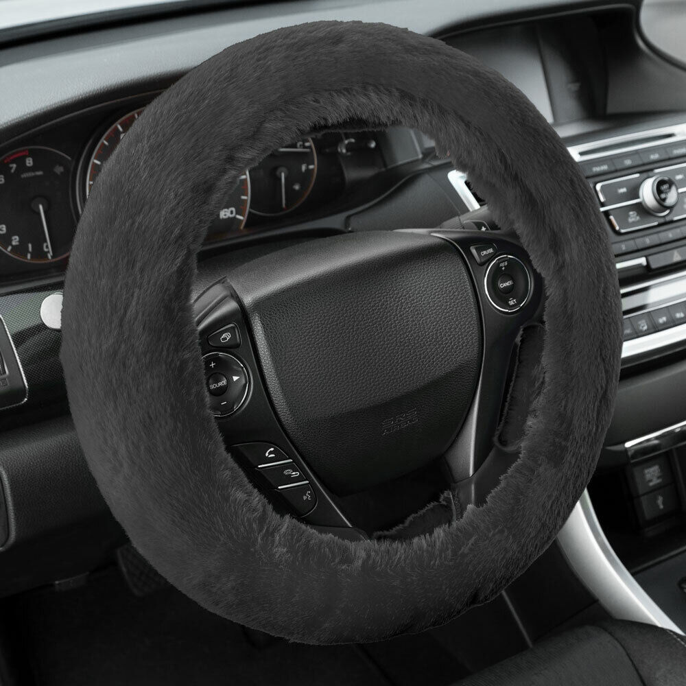 Soft Plush Luxurious Faux Wool Odorless Steering Wheel Cover for Car Truck SUV