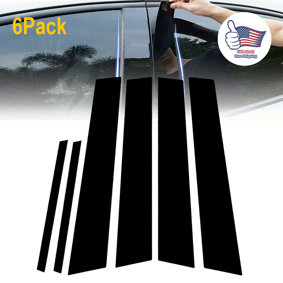 6PCS Black Pillar Posts Door Window Trim Cover Kit for Dodge Charger 2011-2021