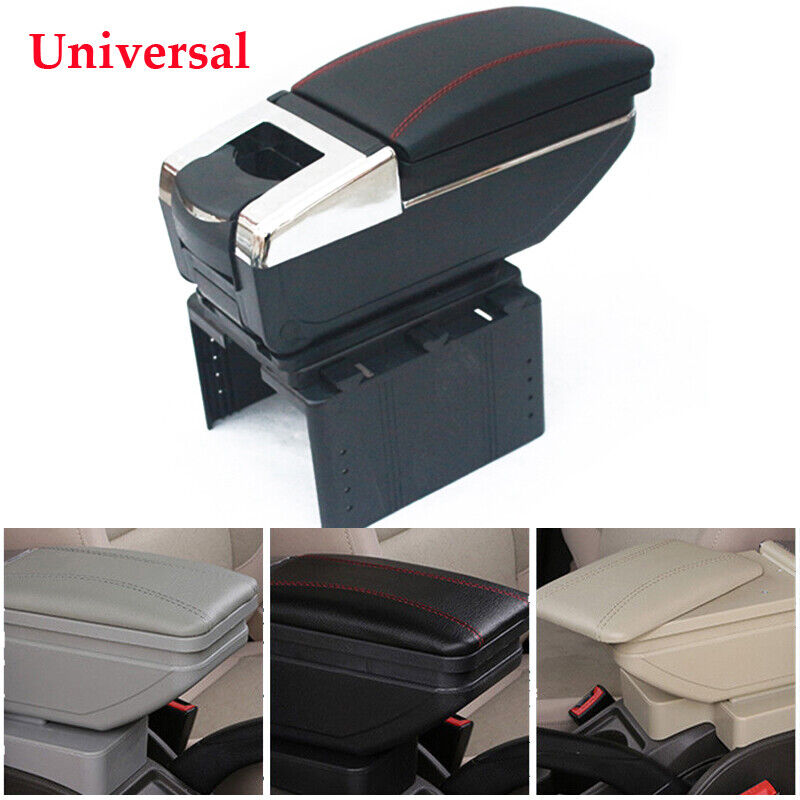 1× PU Leather Car Center Console Armrest Storage Box Tray Storage Case Universal