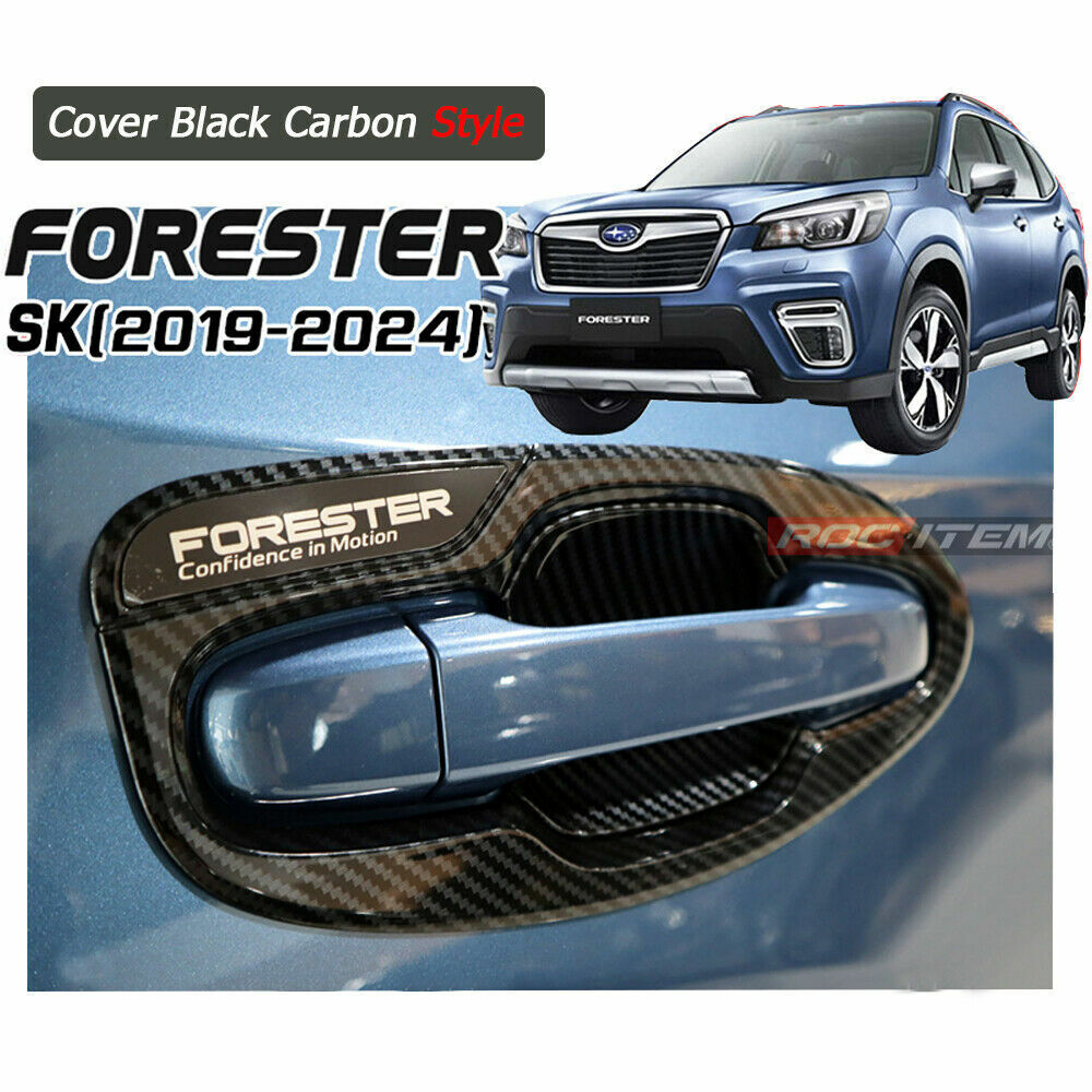 Door Handle Bowl Cover Trim Gloss Black Carbon Fiber Style For Subaru Forester