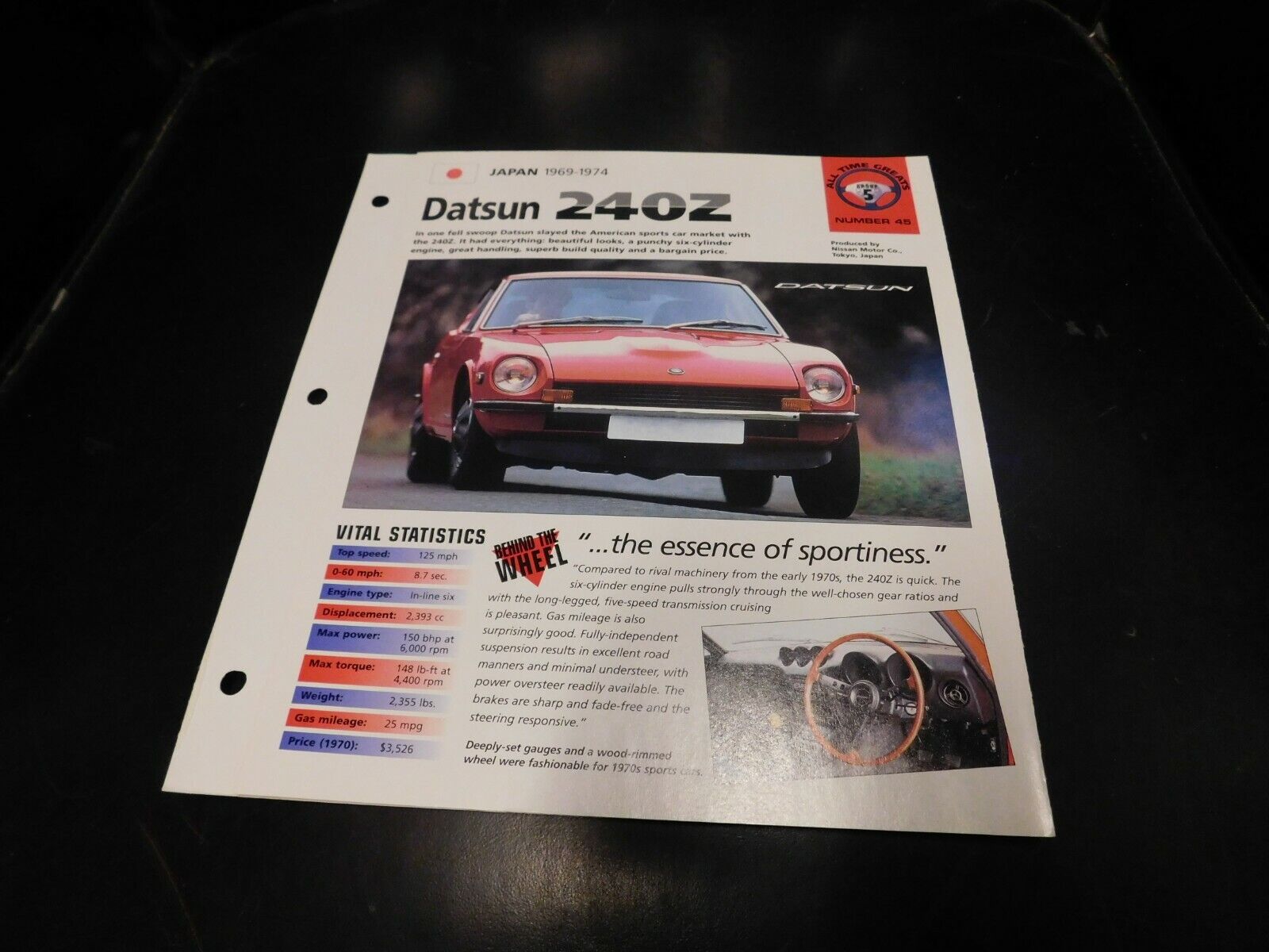 1969-1974 Datsun 240Z Spec Sheet Brochure Photo Poster 70 71 72 73