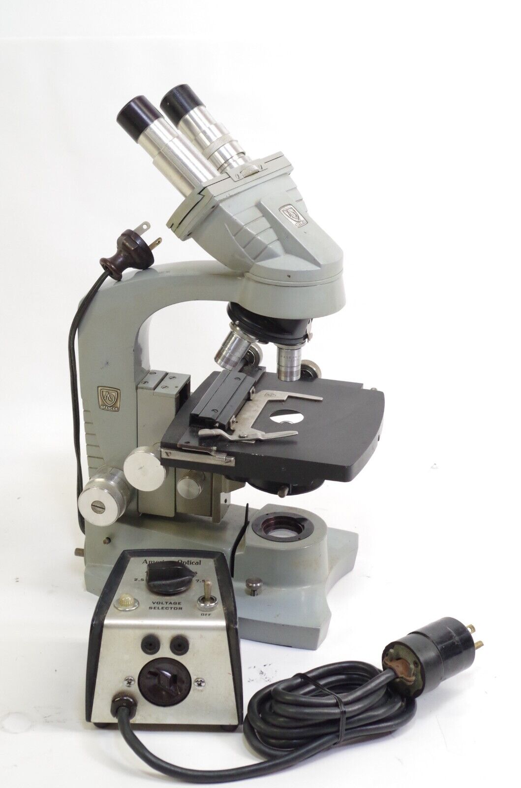 Vintage AO Spencer Laboratory Microscope With Voltage Regulator 