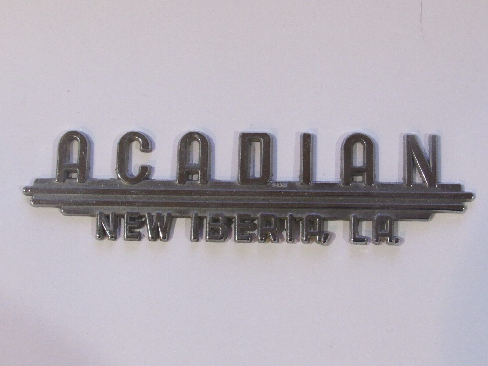 Vintage Acadian Pontiac New Iberia Louisiana Metal Dealer Badge Tag Emblem LA