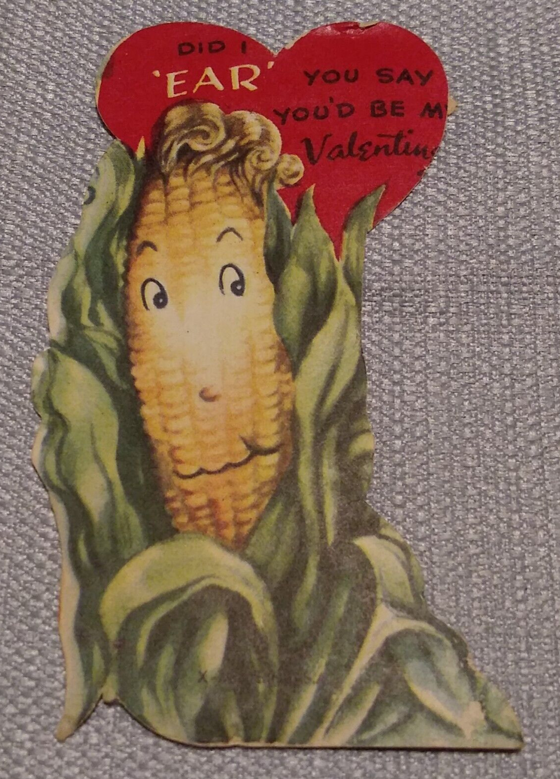 Vintage Valentine Card Corn on the Cob Heart 2\