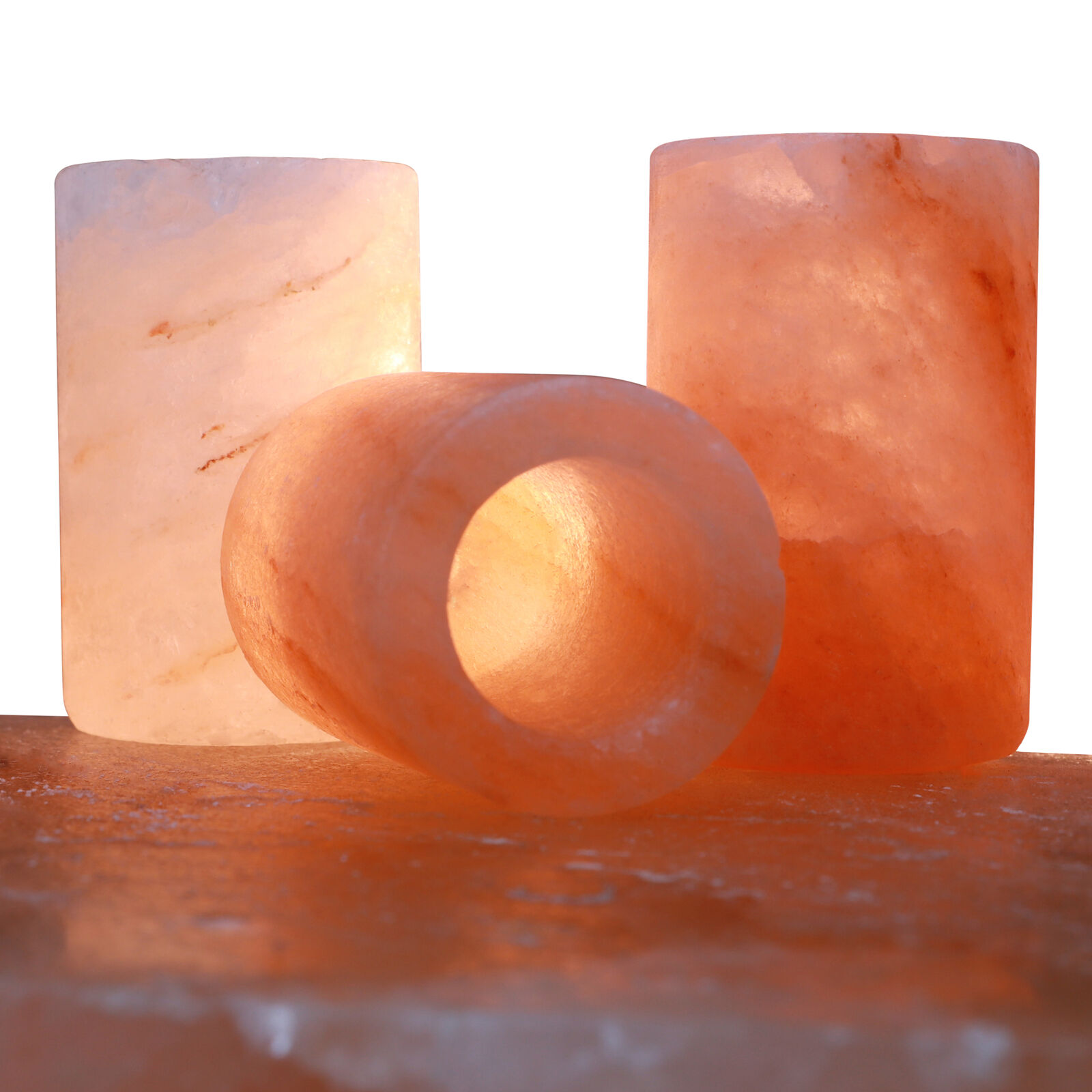 Himalayan Rock Salt Shot Glass, 3.2 Inches Tall, 1.2 Oz Orange Hue - Pack of 4