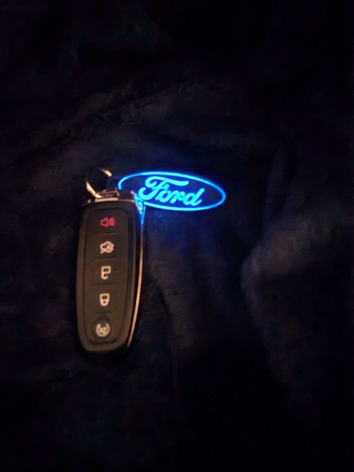 Ford Blue And White Keychain, Glow In The Dark, 3D Printed