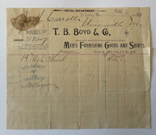 1893 T. B. Boyd & Co Men's Furnishing Godds Shirts St. Louis, Missouri MO picture