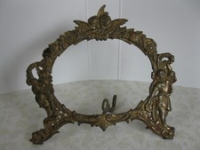 Antique Oval Picture Frame Cherubs Angels Cast Iron  Free Standing Shabby Chic picture