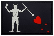 Blackbeard Pirate Flag Edward Patch [PVC Rubber - Hook Backing -3.0 X 2.0 -BP1] picture