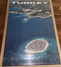 Vintage 1992 Turkey Tourism Travel Poster Large 32”x22” Foca Izmir picture
