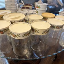 Vintage Pyrex Spice O' Life Canister Set of 12 Glass Kitchen Storage 1970s USA picture