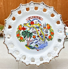 Vintage Florida Souvenir Travel State Plate Cookie Cutter Relief w/ Gold Tone picture