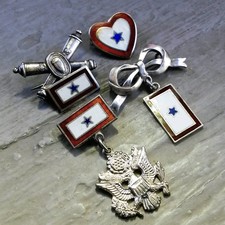 Lot Of 4 VTG WWII Son in Service 1 -Star Sterling Silver & Enamel pins picture