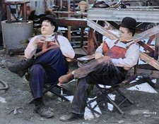 RARE COLOR STILL LAUREL AND HARDY TEA TIME picture